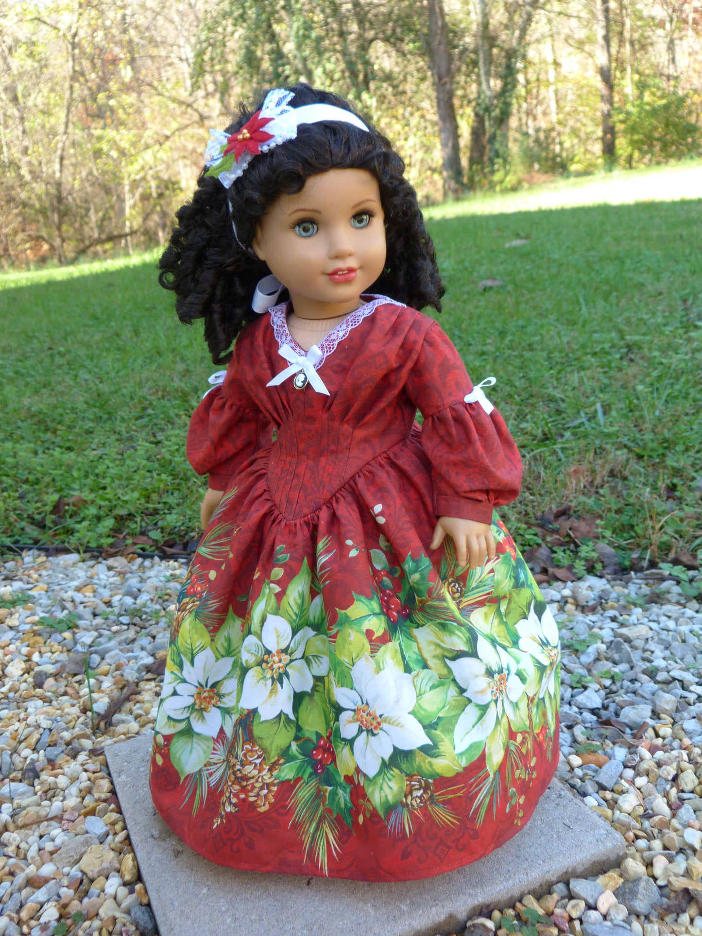 Christmas Poinsettia Historical Ensemble for 18 Inch Doll