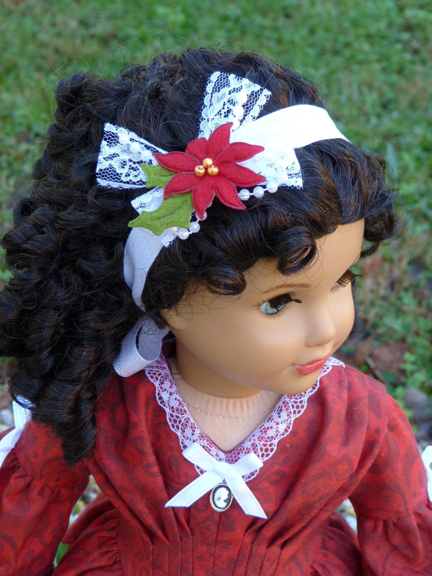 Christmas Poinsettia Historical Ensemble for 18 Inch Doll