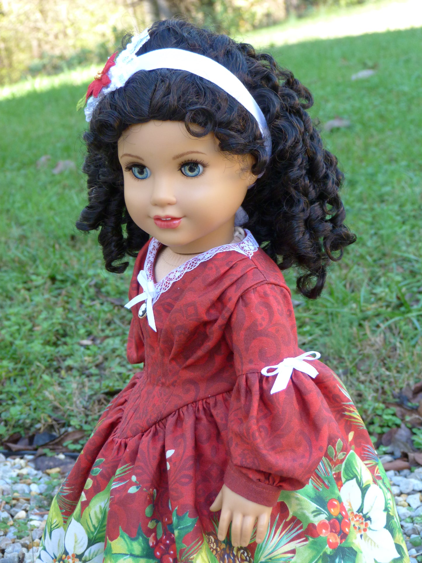 Christmas Poinsettia Historical Ensemble for 18 Inch Doll