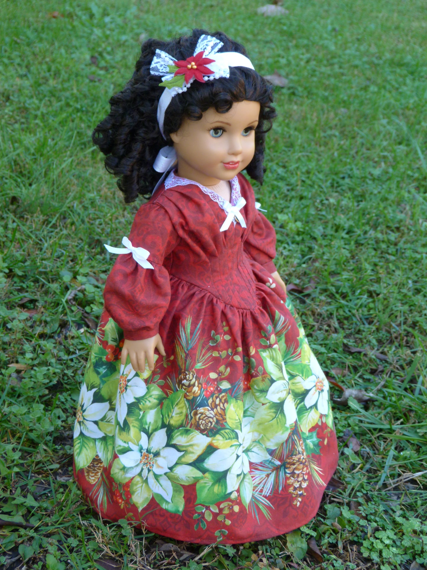 Christmas Poinsettia Historical Ensemble for 18 Inch Doll