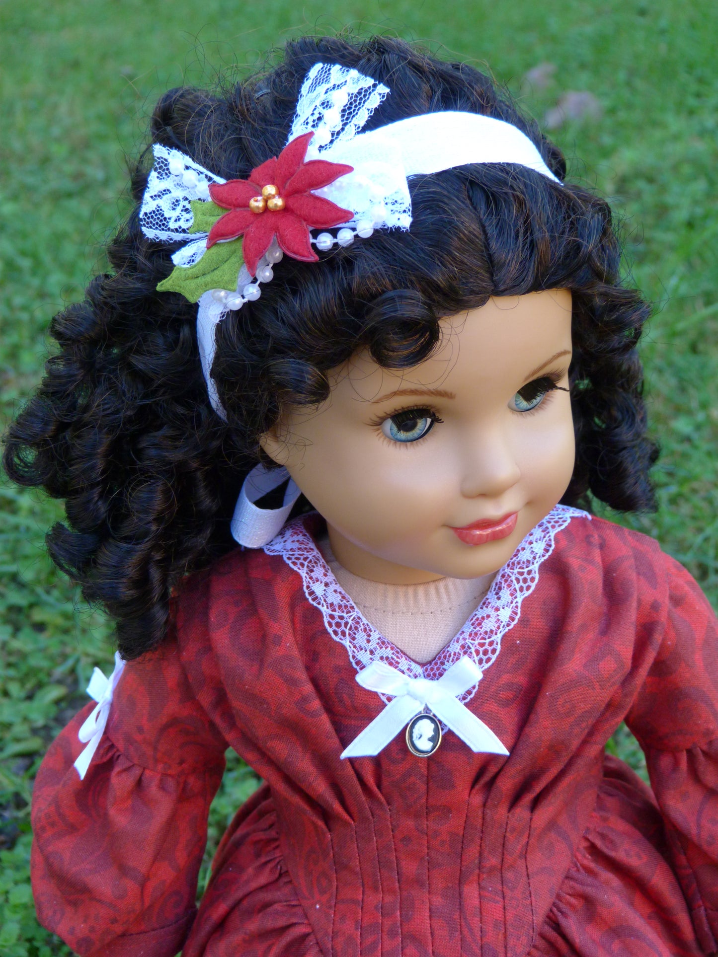 Christmas Poinsettia Historical Ensemble for 18 Inch Doll