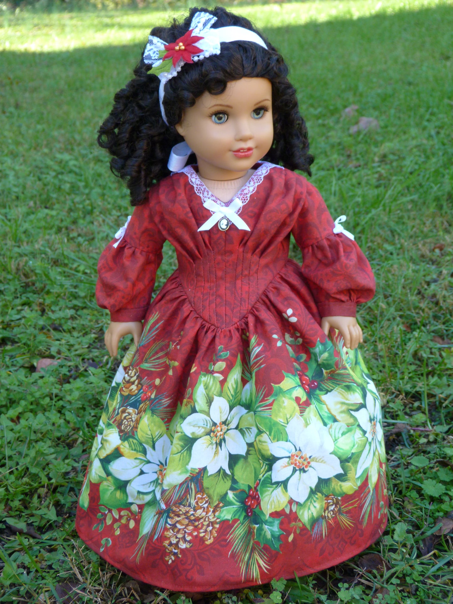 Christmas Poinsettia Historical Ensemble for 18 Inch Doll