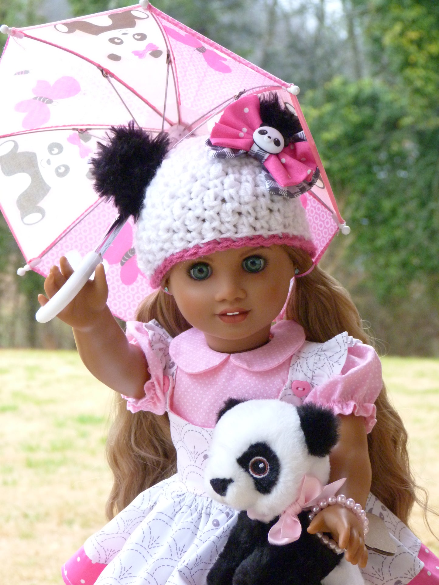 Spring Panda Ensemble for 18 Inch American Doll