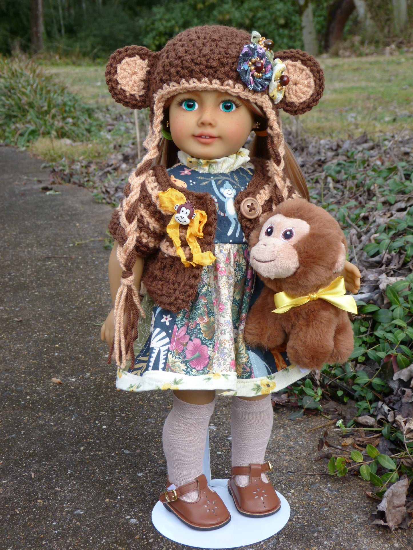 "Monkey Business" Handmade Ensemble for 18 Inch American Doll