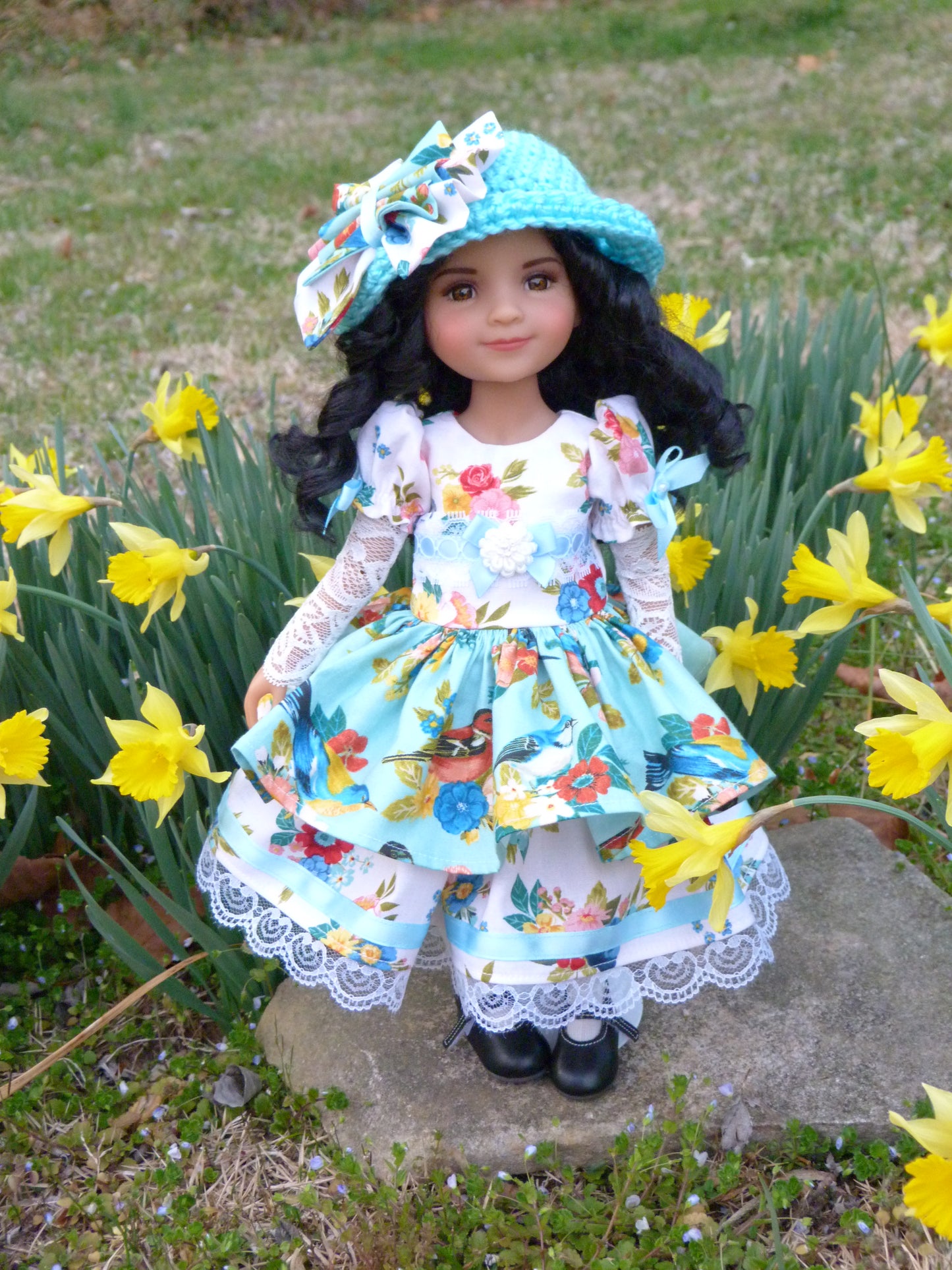 Birds & Blooms Spring Outfit Handmade to fit 14.5 Inch Ruby Red Fashion Friends Doll