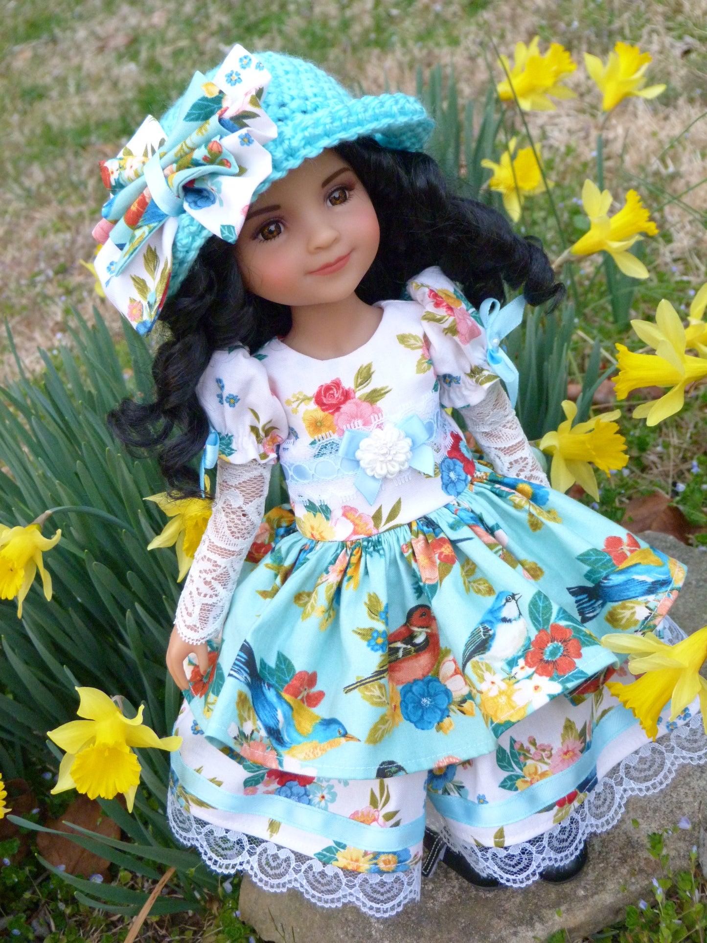 Birds & Blooms Spring Outfit Handmade to fit 14.5 Inch Ruby Red Fashion Friends Doll