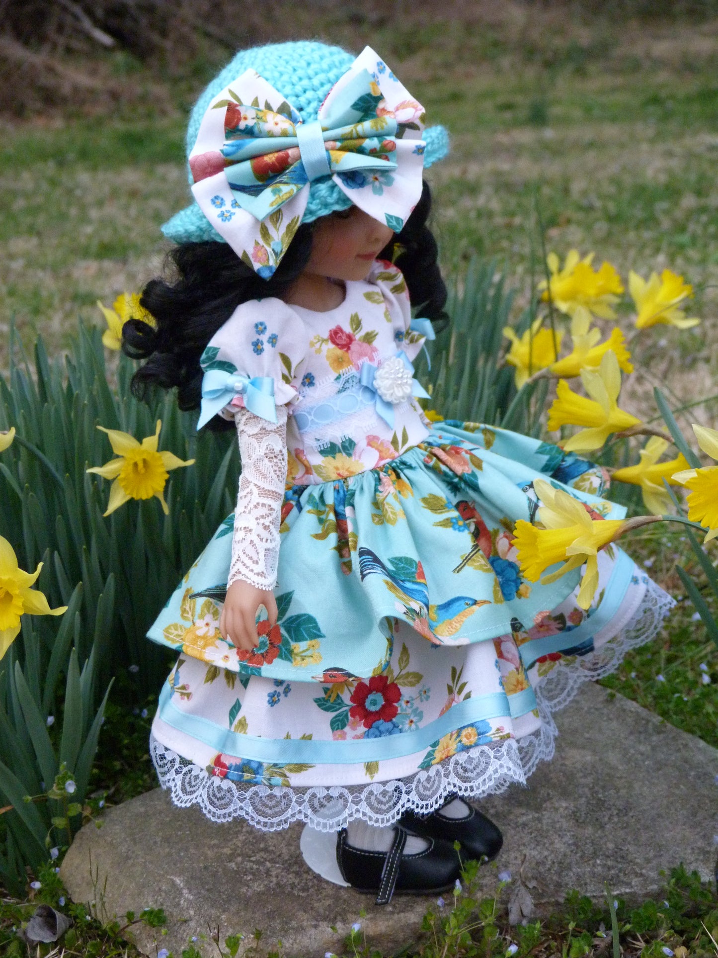 Birds & Blooms Spring Outfit Handmade to fit 14.5 Inch Ruby Red Fashion Friends Doll