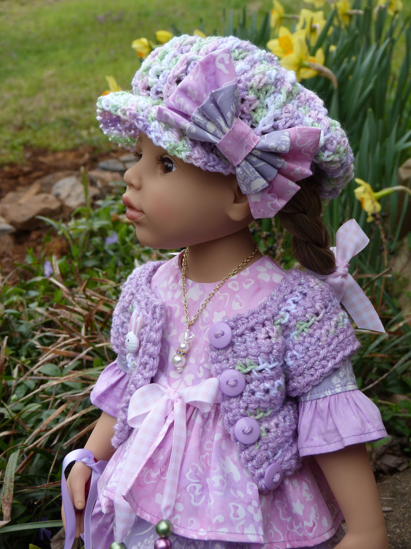 Hoppin' Down the Bunny Trail - Spring Outfit Handmade to fit 19.5 Inch Gotz Hannah or Happy Kidz Doll with Easter Basket