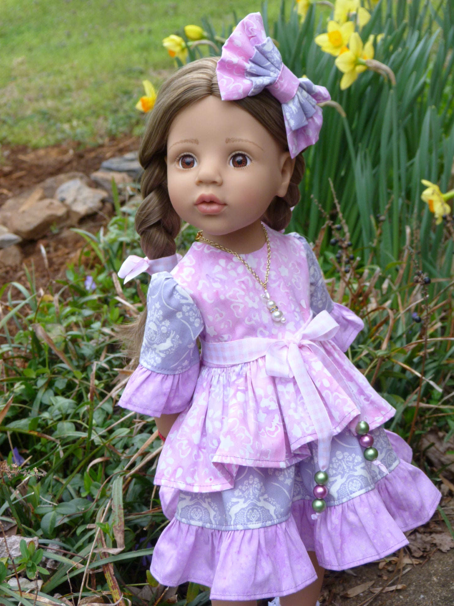 Hoppin' Down the Bunny Trail - Spring Outfit Handmade to fit 19.5 Inch Gotz Hannah or Happy Kidz Doll with Easter Basket