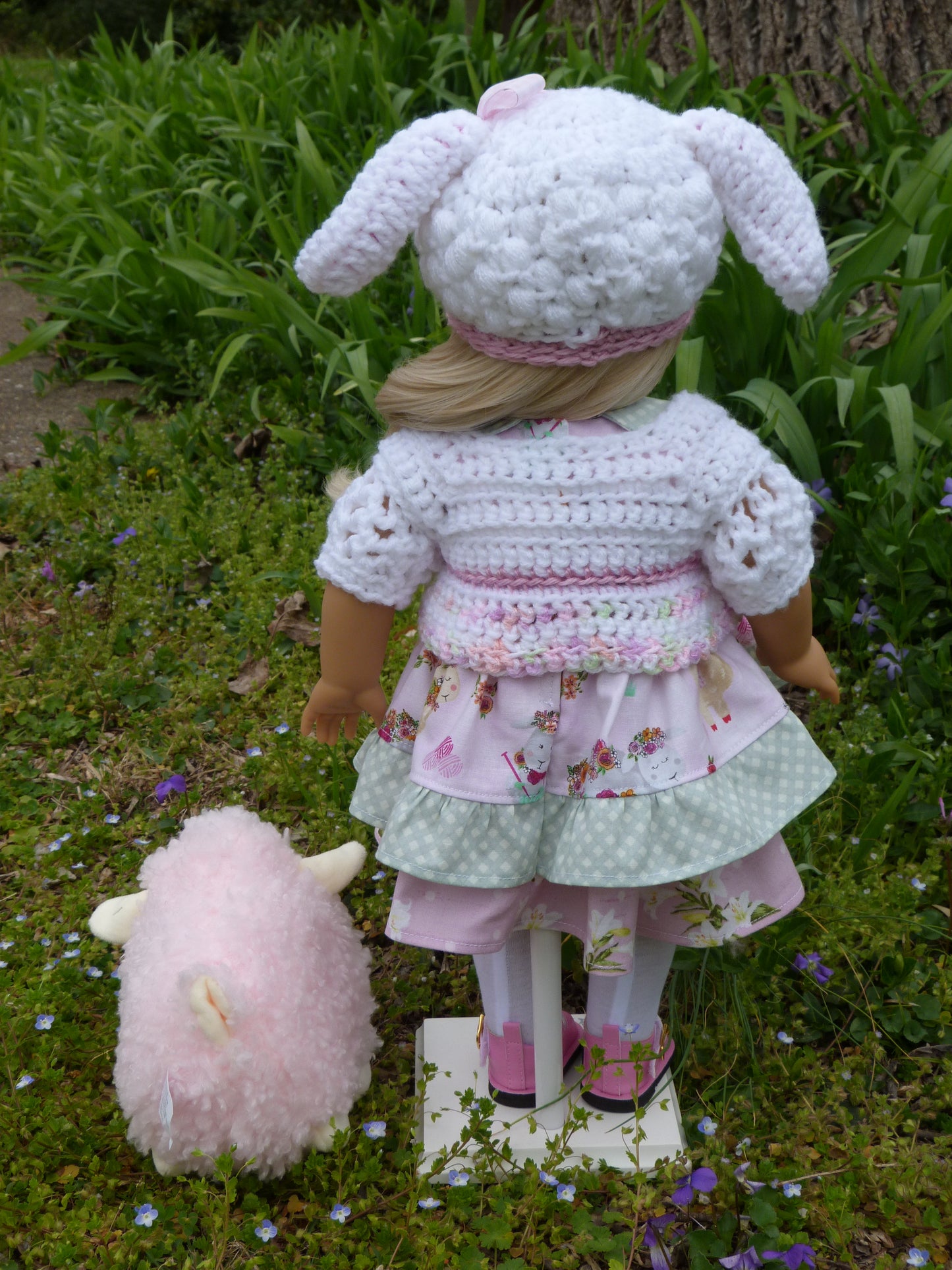 Spring Lamb Ensemble for 18 Inch American Doll
