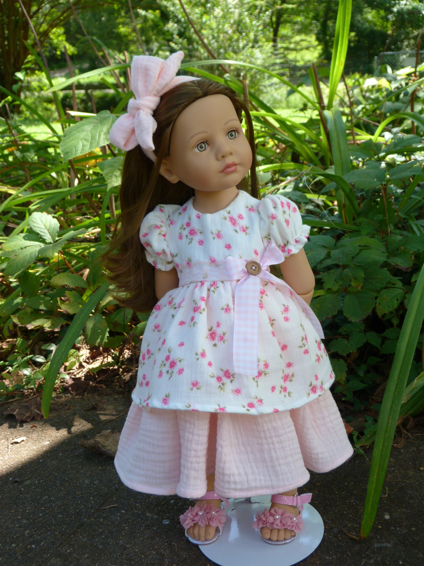 Rosy Pink Gauze Outfit Handmade to fit OOAK Gotz 19.5 Inch Happy Kidz or Hannah Doll