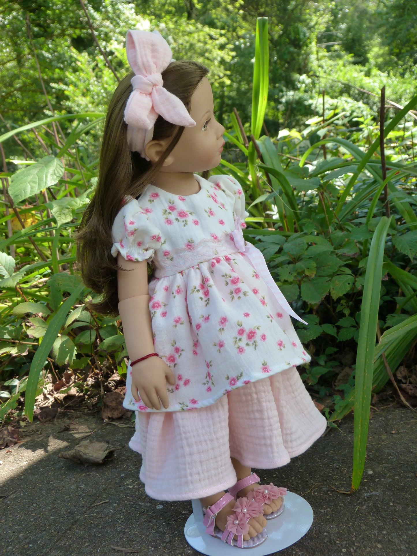 Rosy Pink Gauze Outfit Handmade to fit OOAK Gotz 19.5 Inch Happy Kidz or Hannah Doll