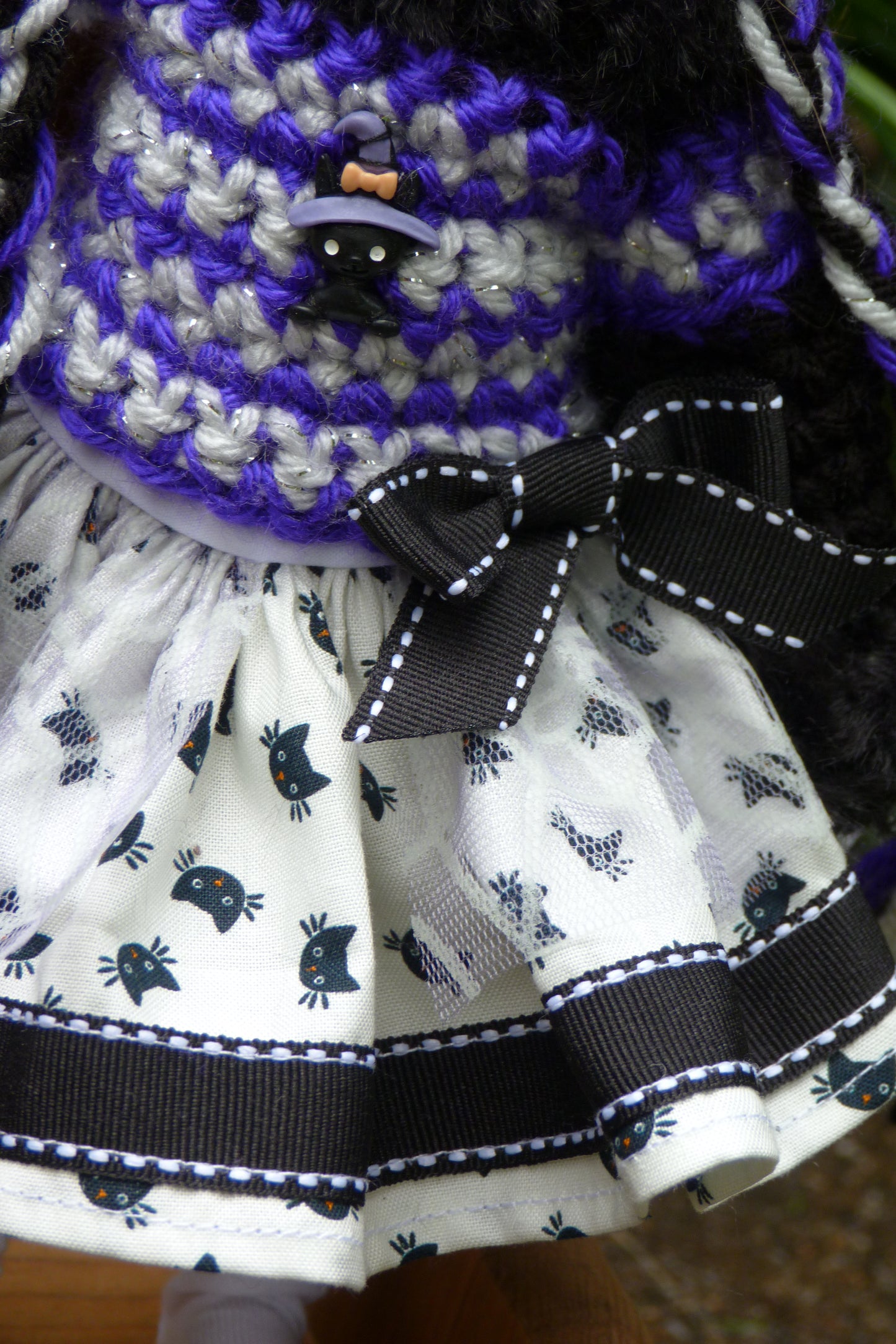 Halloween Black Cat Outfit Handmade to fit 11 Inch Dumpling Meadowdoll