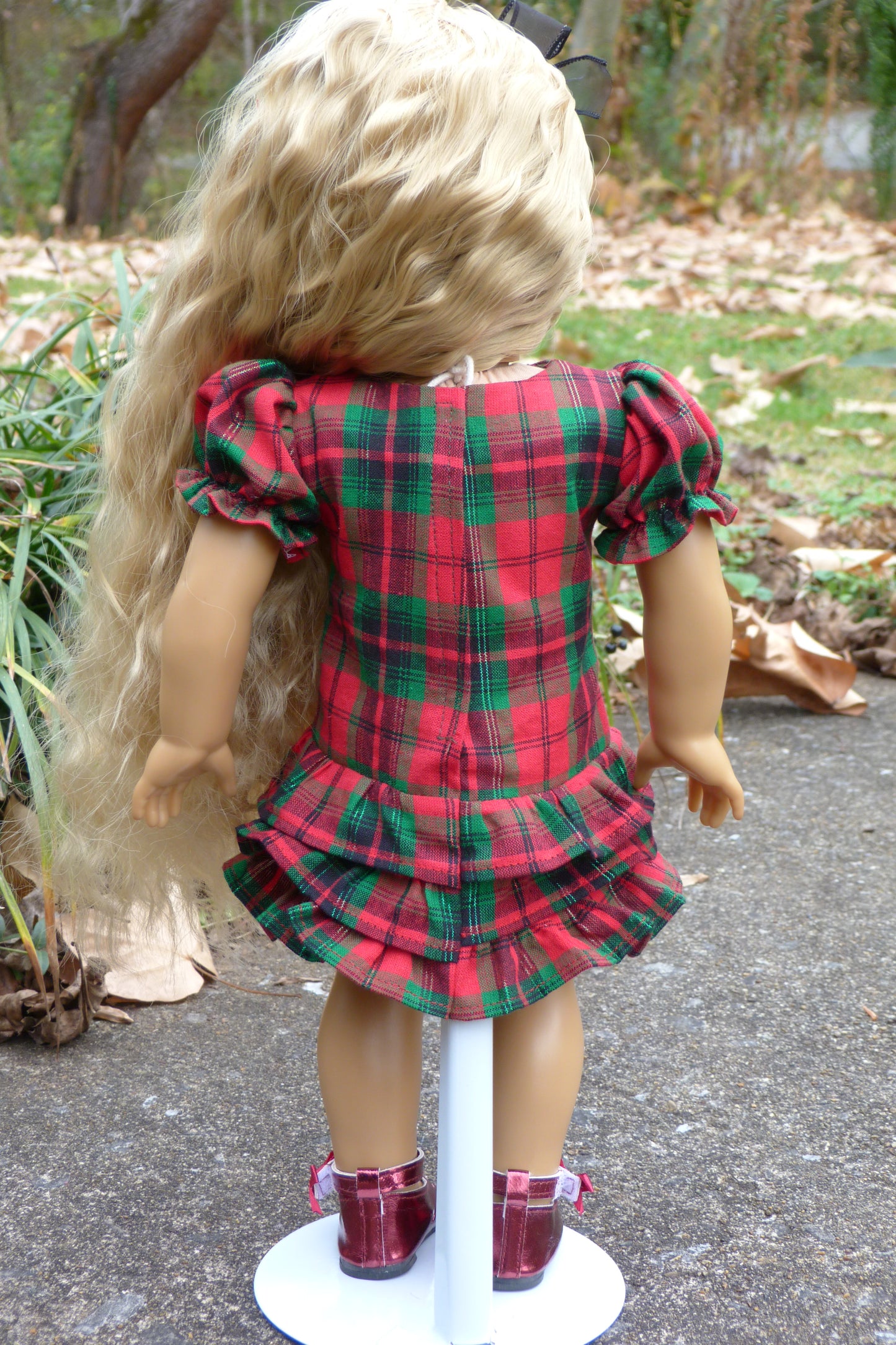 Plaid Christmas Outfit Handmade to fit 18 Inch American Doll