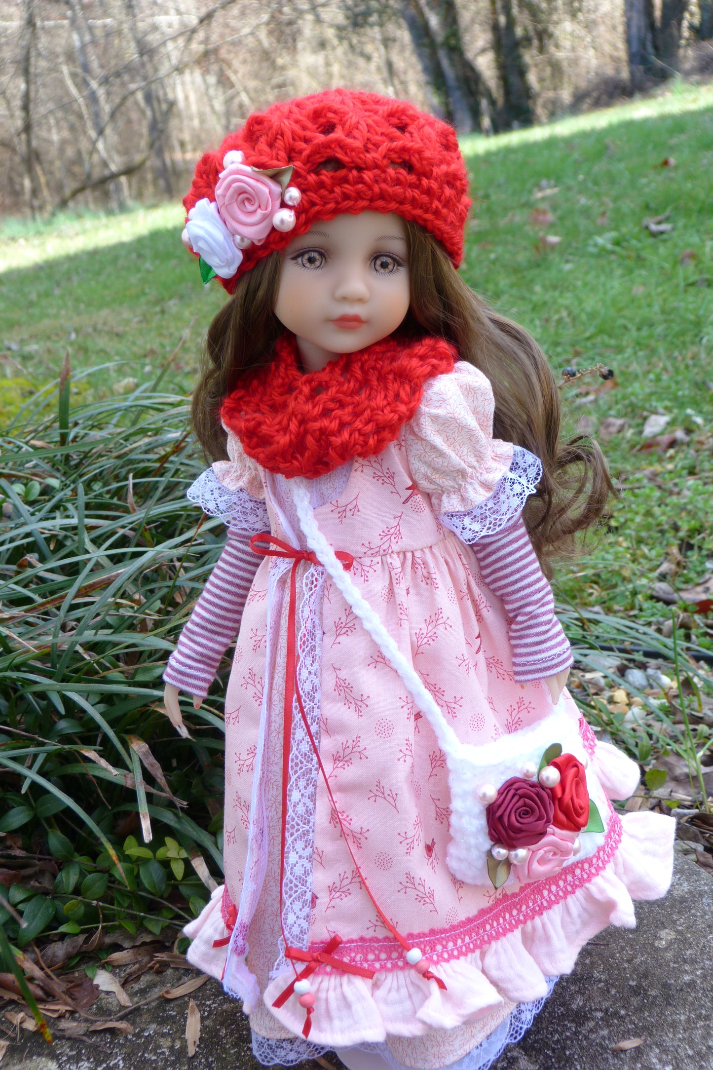 "Cardinals and Roses" Outfit for Ruby Red Fashion Friends 14.5 Inch Doll