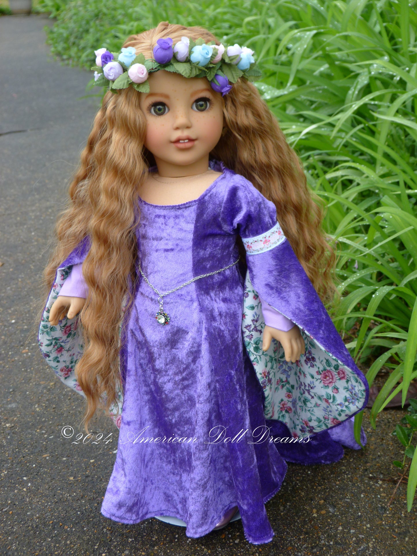 OOAK American Girl 18 Inch Doll Hand Painted Eyes Custom Hair Corinne Repaint Violet