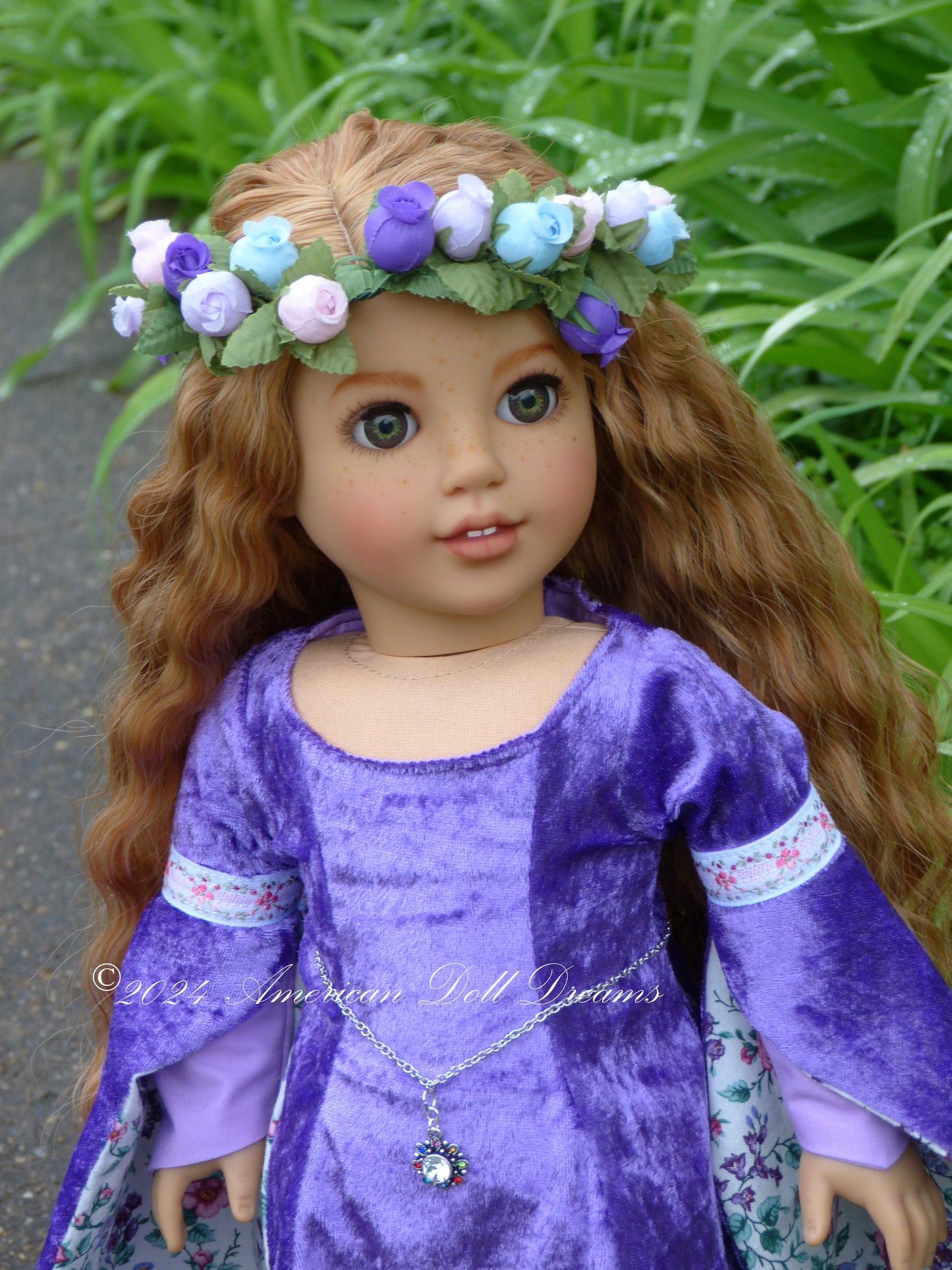 OOAK American Girl 18 Inch Doll Hand Painted Eyes Custom Hair Corinne Repaint Violet