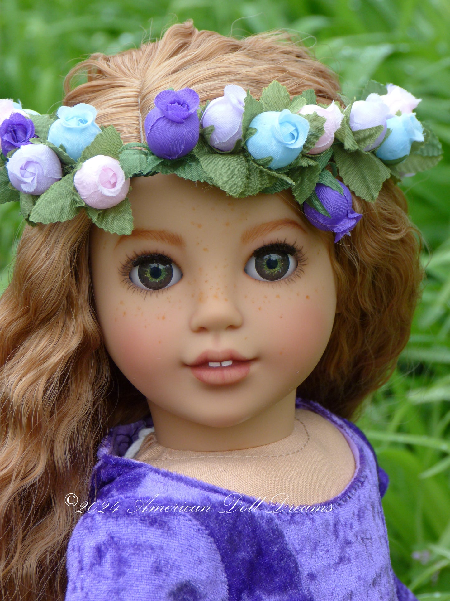 OOAK American Girl 18 Inch Doll Hand Painted Eyes Custom Hair Corinne Repaint Violet