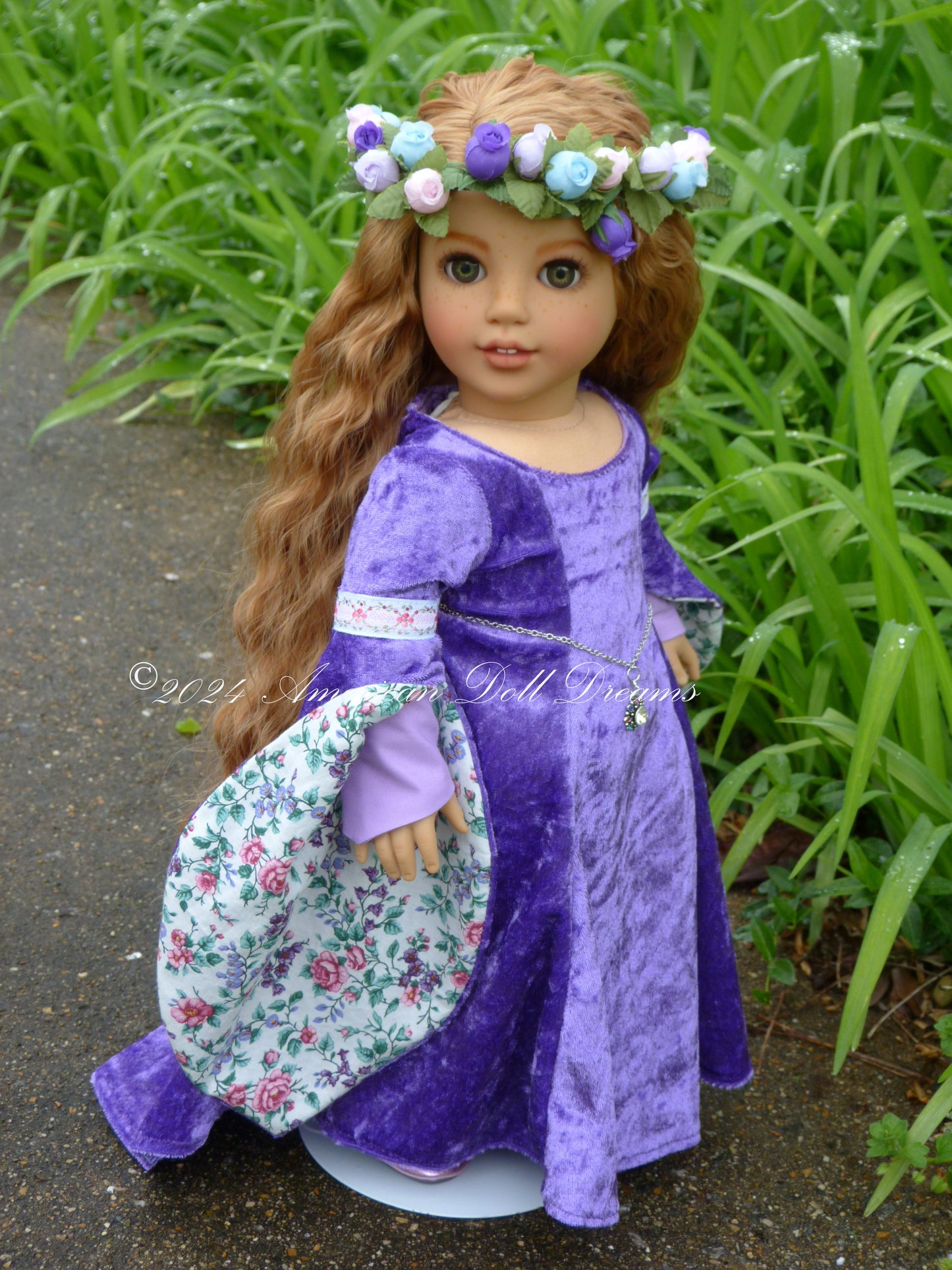 OOAK American Girl 18 Inch Doll Hand Painted Eyes Custom Hair Corinne Repaint Violet