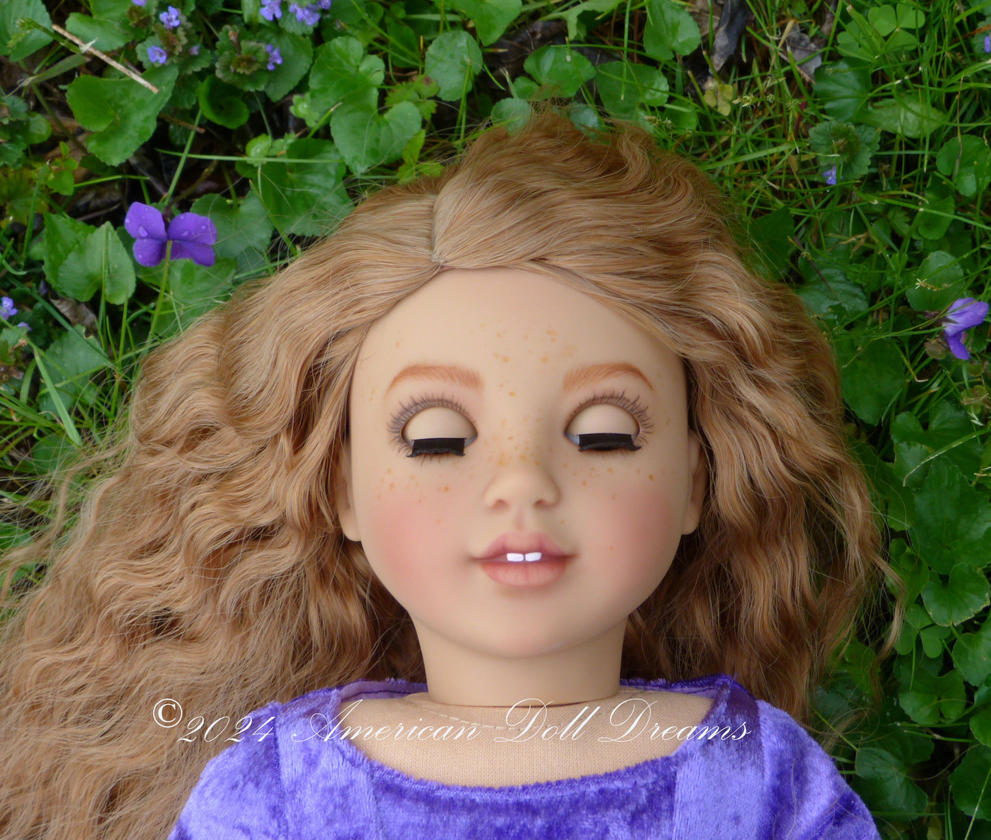 OOAK American Girl 18 Inch Doll Hand Painted Eyes Custom Hair Corinne Repaint Violet