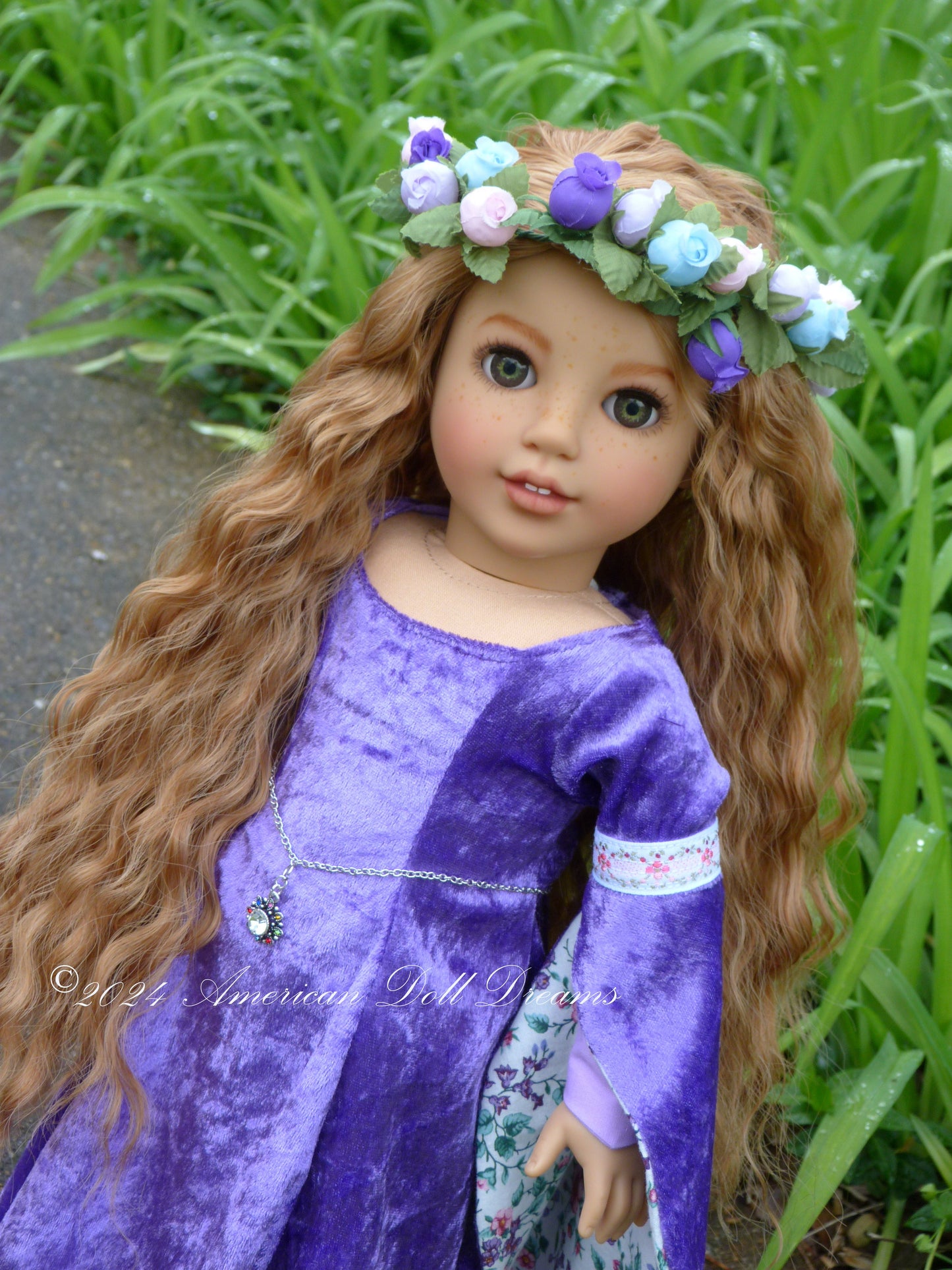 OOAK American Girl 18 Inch Doll Hand Painted Eyes Custom Hair Corinne Repaint Violet