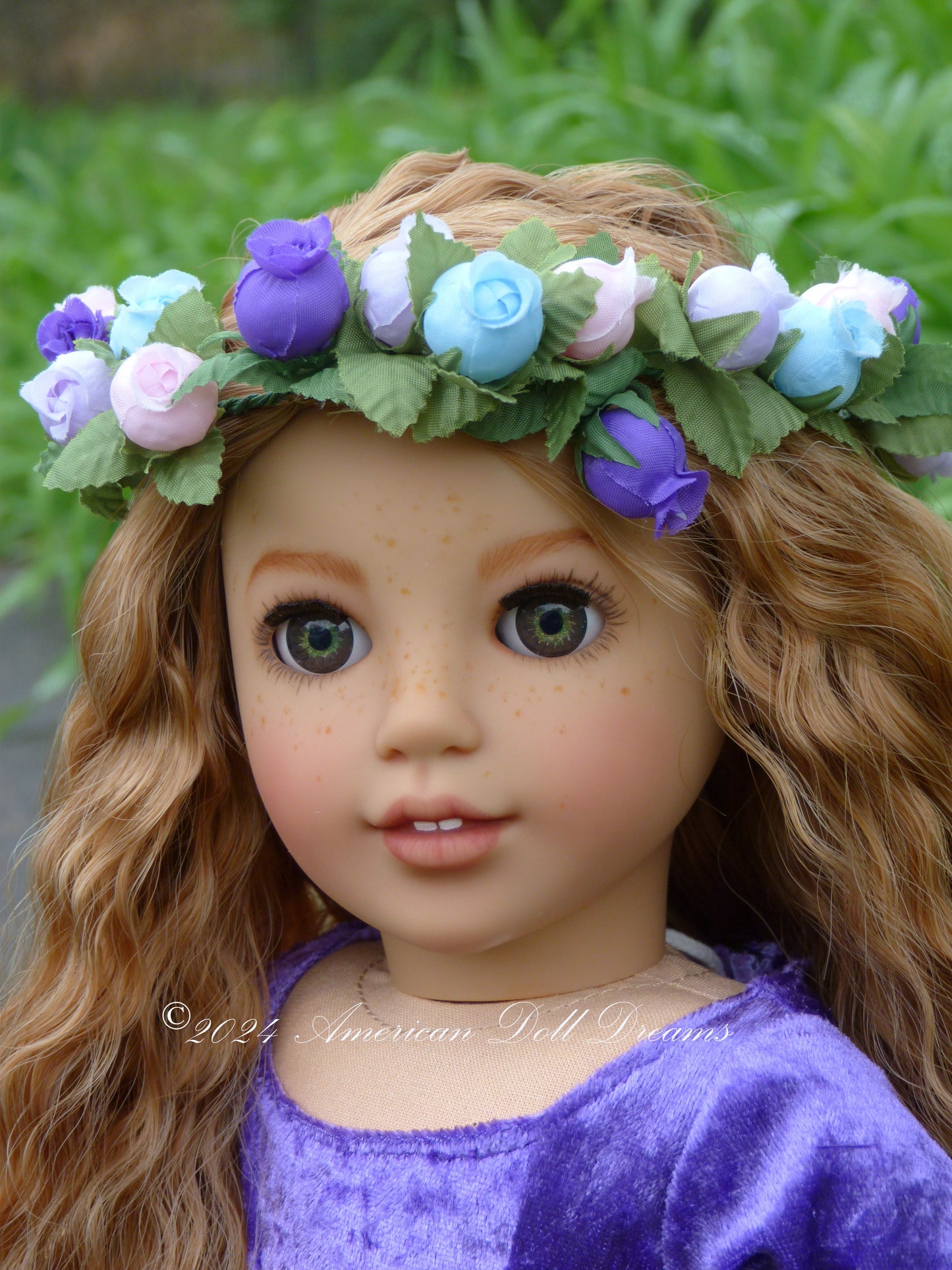 OOAK American Girl 18 Inch Doll Hand Painted Eyes Custom Hair Corinne Repaint Violet