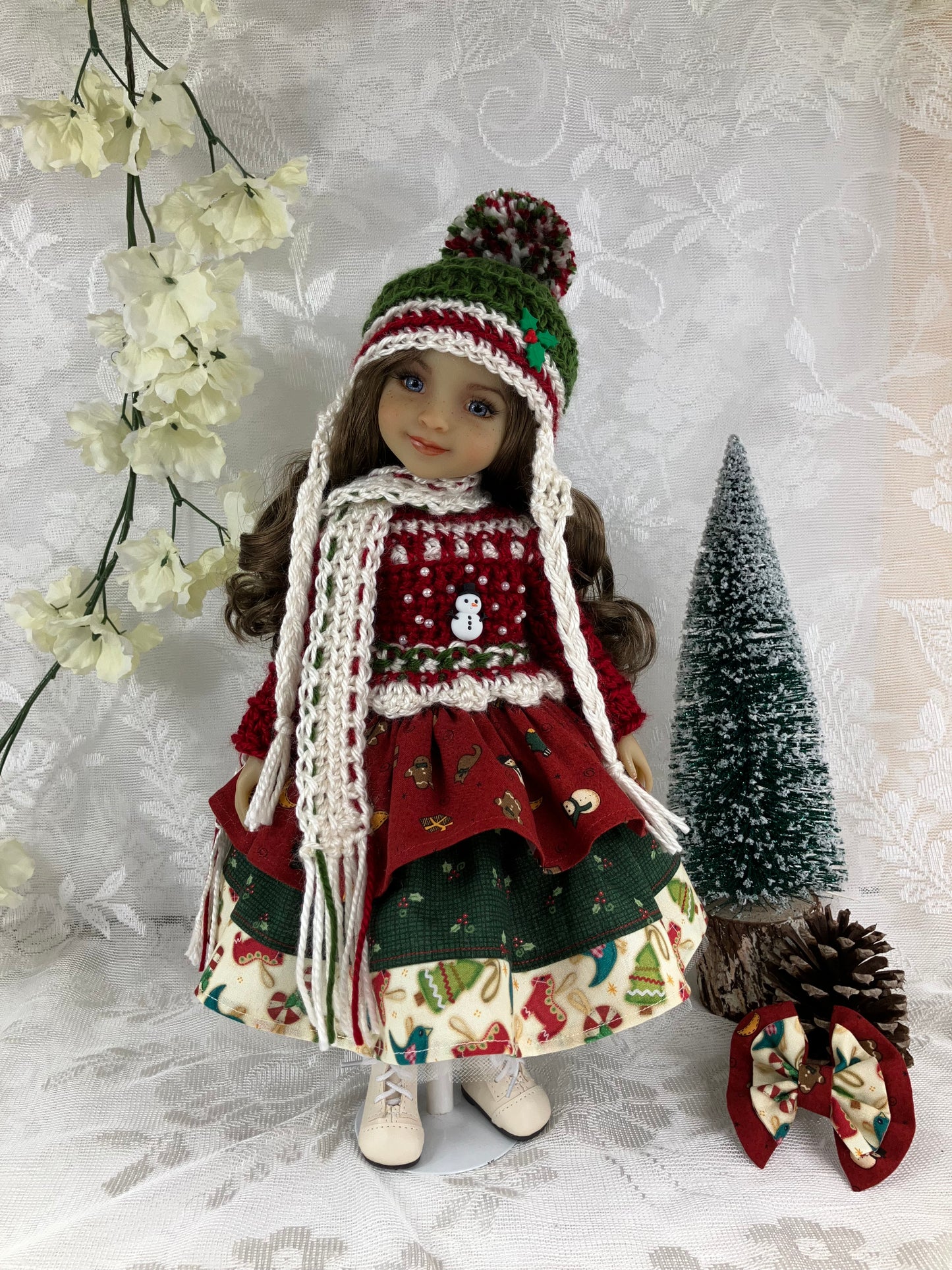 Holiday Treasures Outfit Handmade to fit 14.5 Inch Ruby Red Fashion Doll