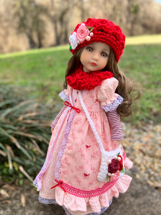 "Cardinals and Roses" Outfit for Ruby Red Fashion Friends 14.5 Inch Doll