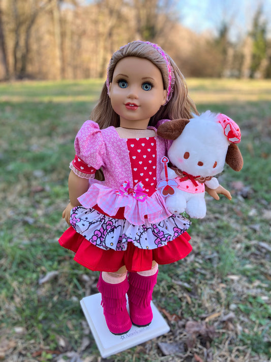 Puppy Love Valentine Outfit for 18 Inch American Girl Doll