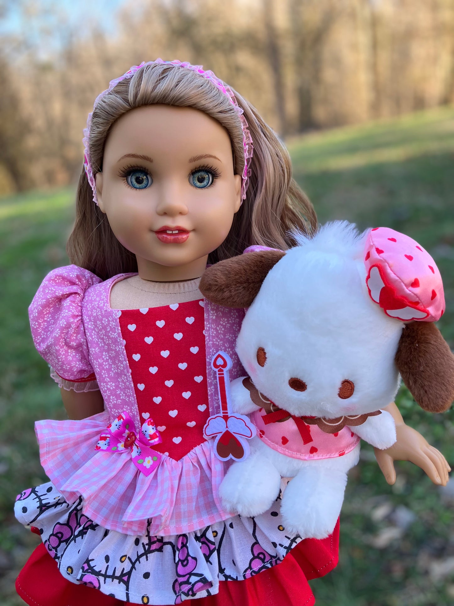 Puppy Love Valentine Outfit for 18 Inch American Girl Doll