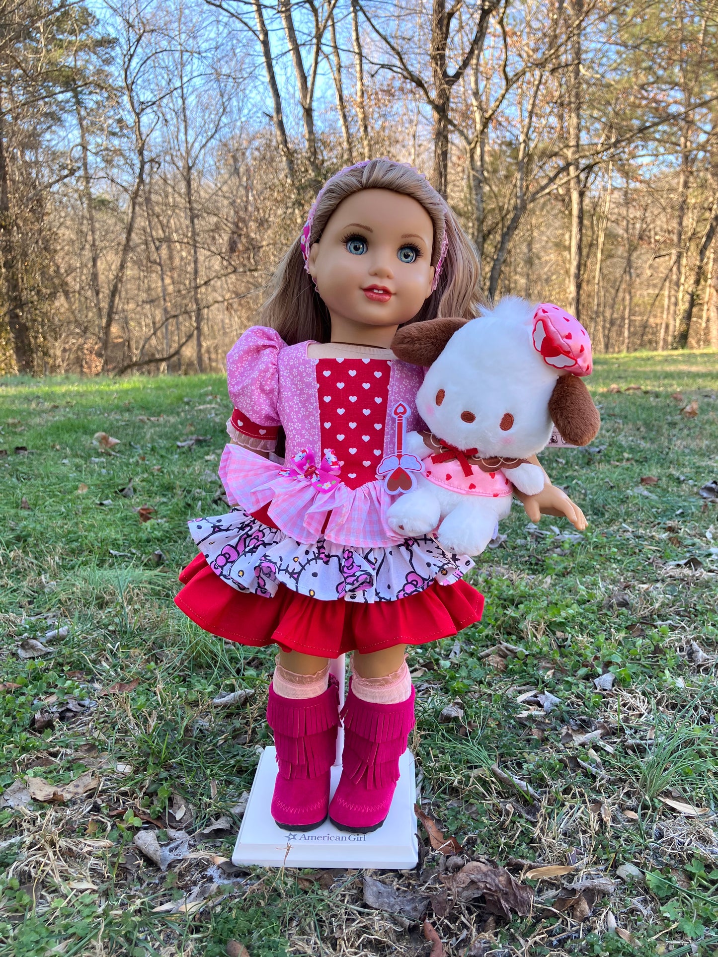 Puppy Love Valentine Outfit for 18 Inch American Girl Doll
