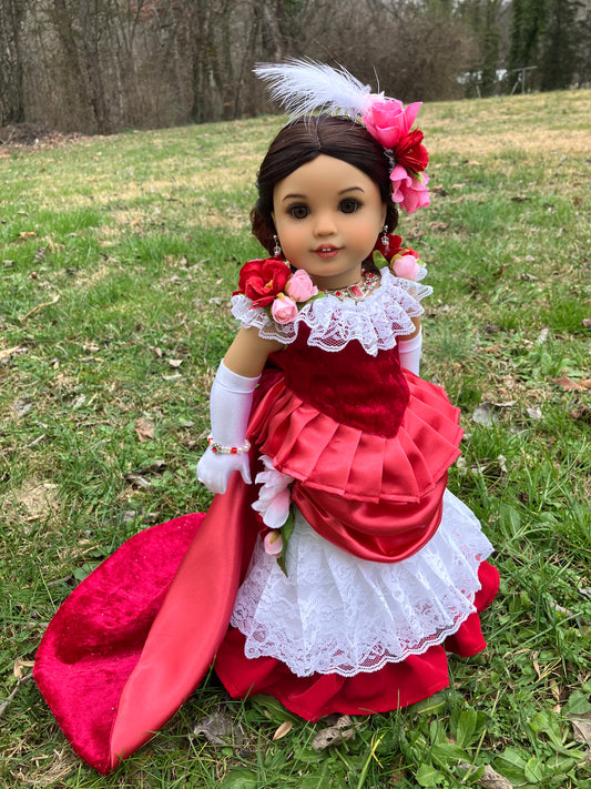Victorian Valentine Outfit for American Girl 18 Inch Doll