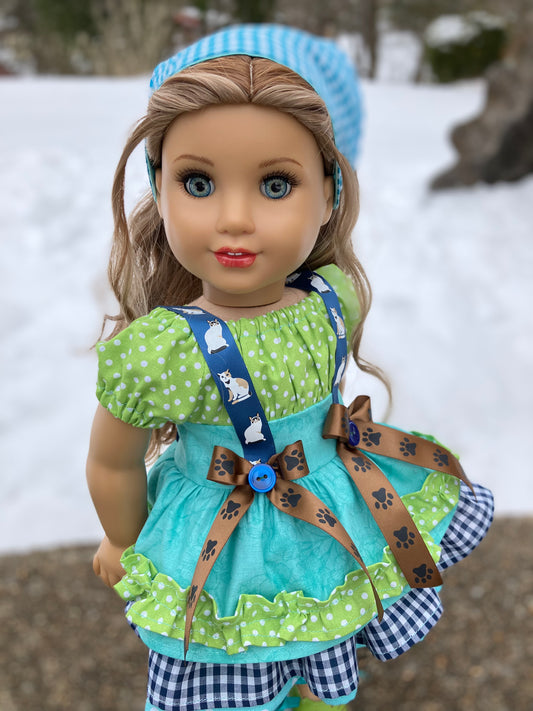Country Cat Outfit for 18 Inch American Girl Doll