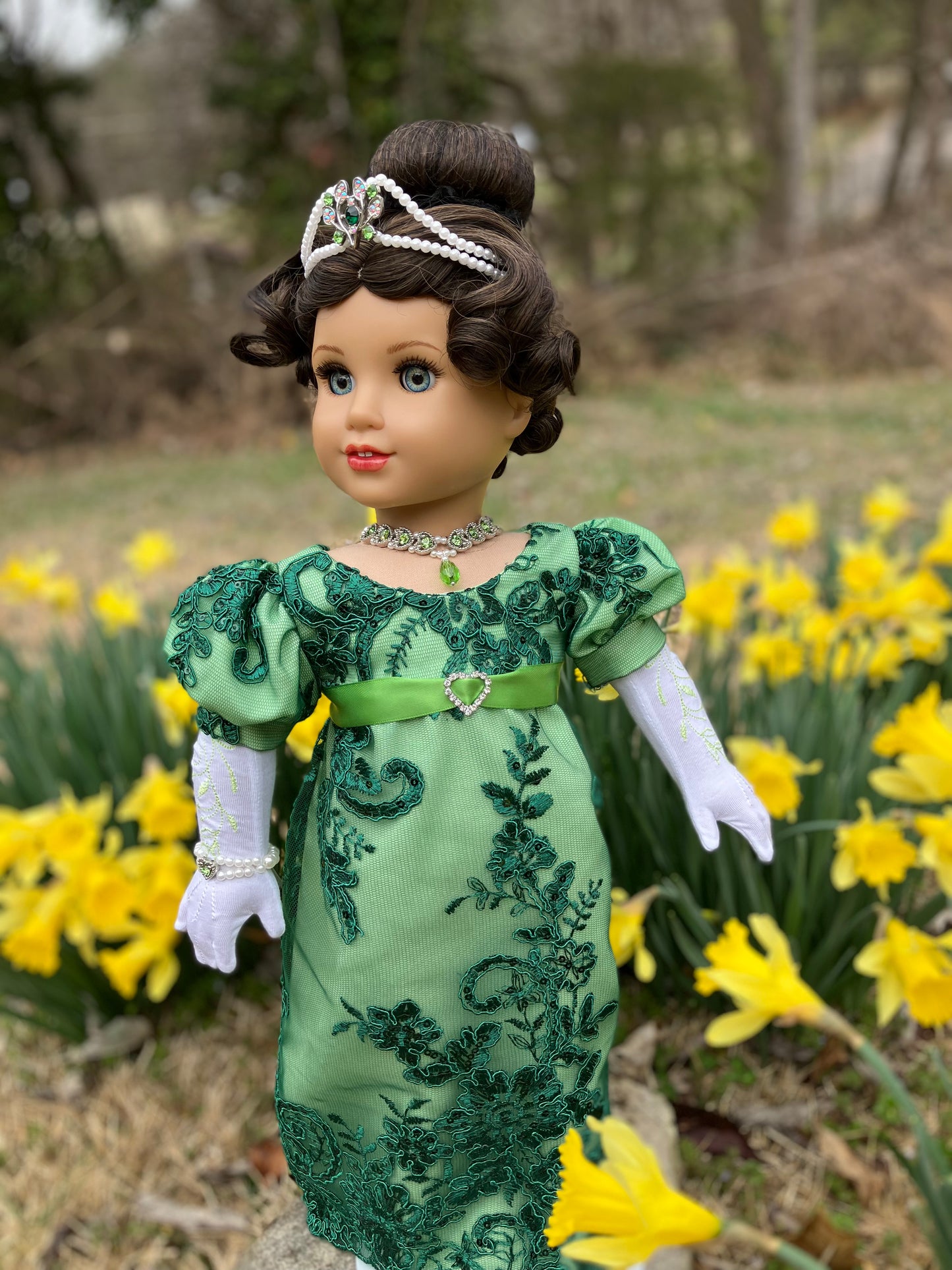 St. Patrick's Day Regency Ensemble for 18 Inch American Girl Doll