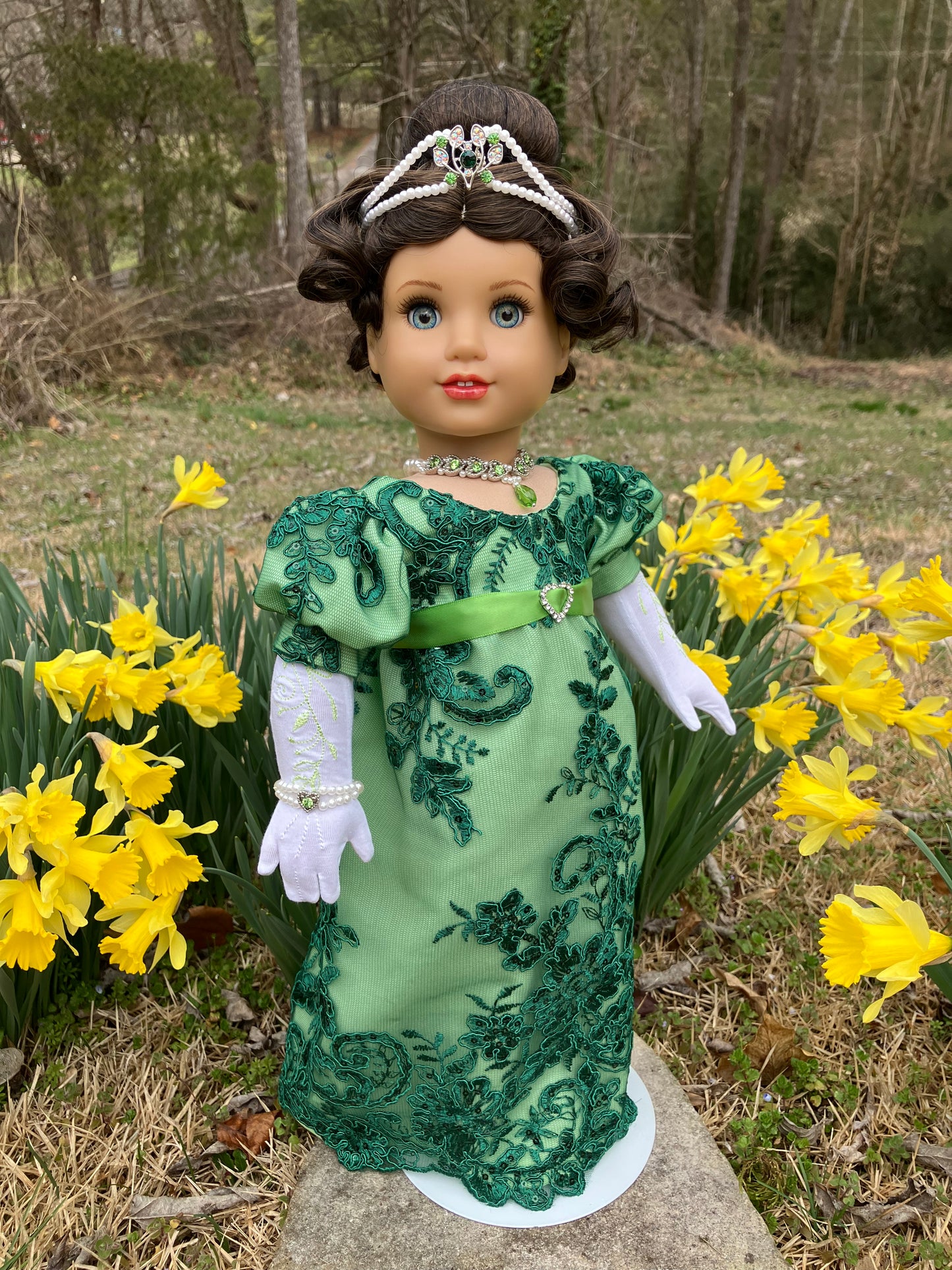 St. Patrick's Day Regency Ensemble for 18 Inch American Girl Doll