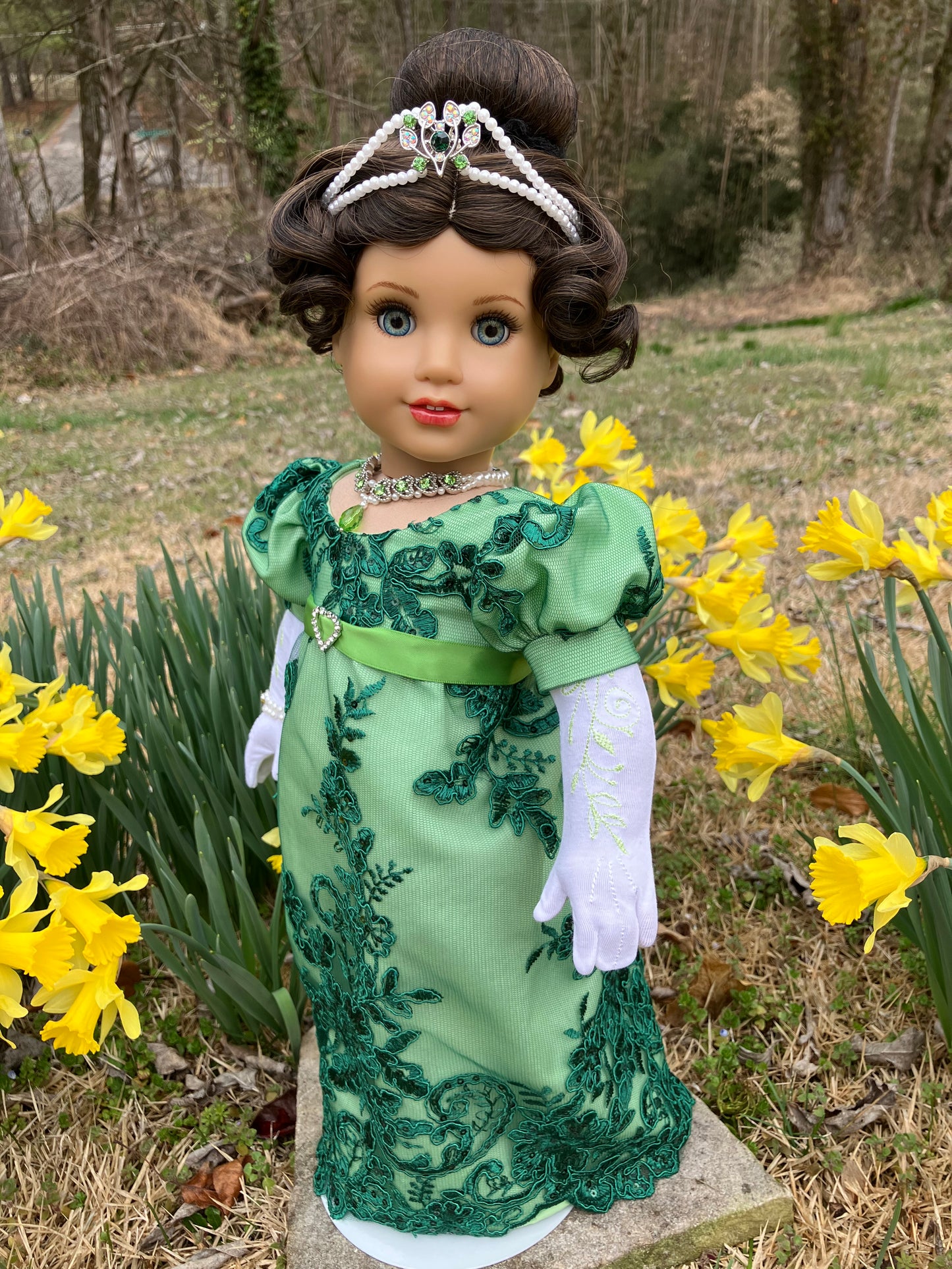 St. Patrick's Day Regency Ensemble for 18 Inch American Girl Doll