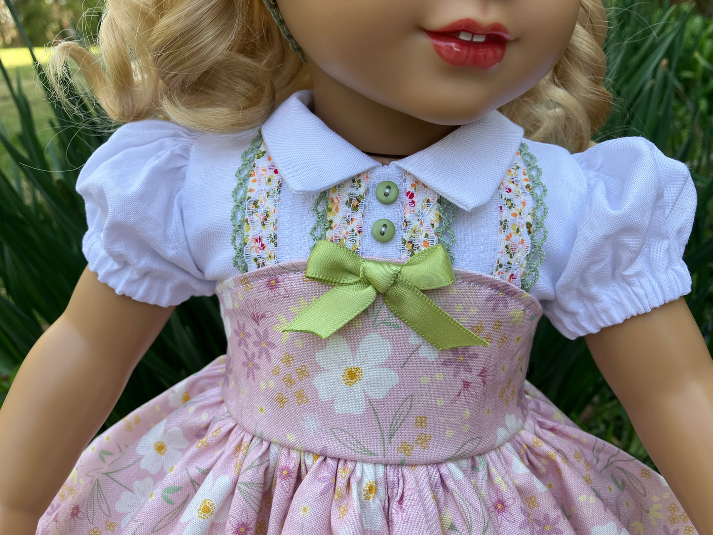Spring Daffodil Outfit for 18 Inch American Girl Doll and Easter Bunny with Basket