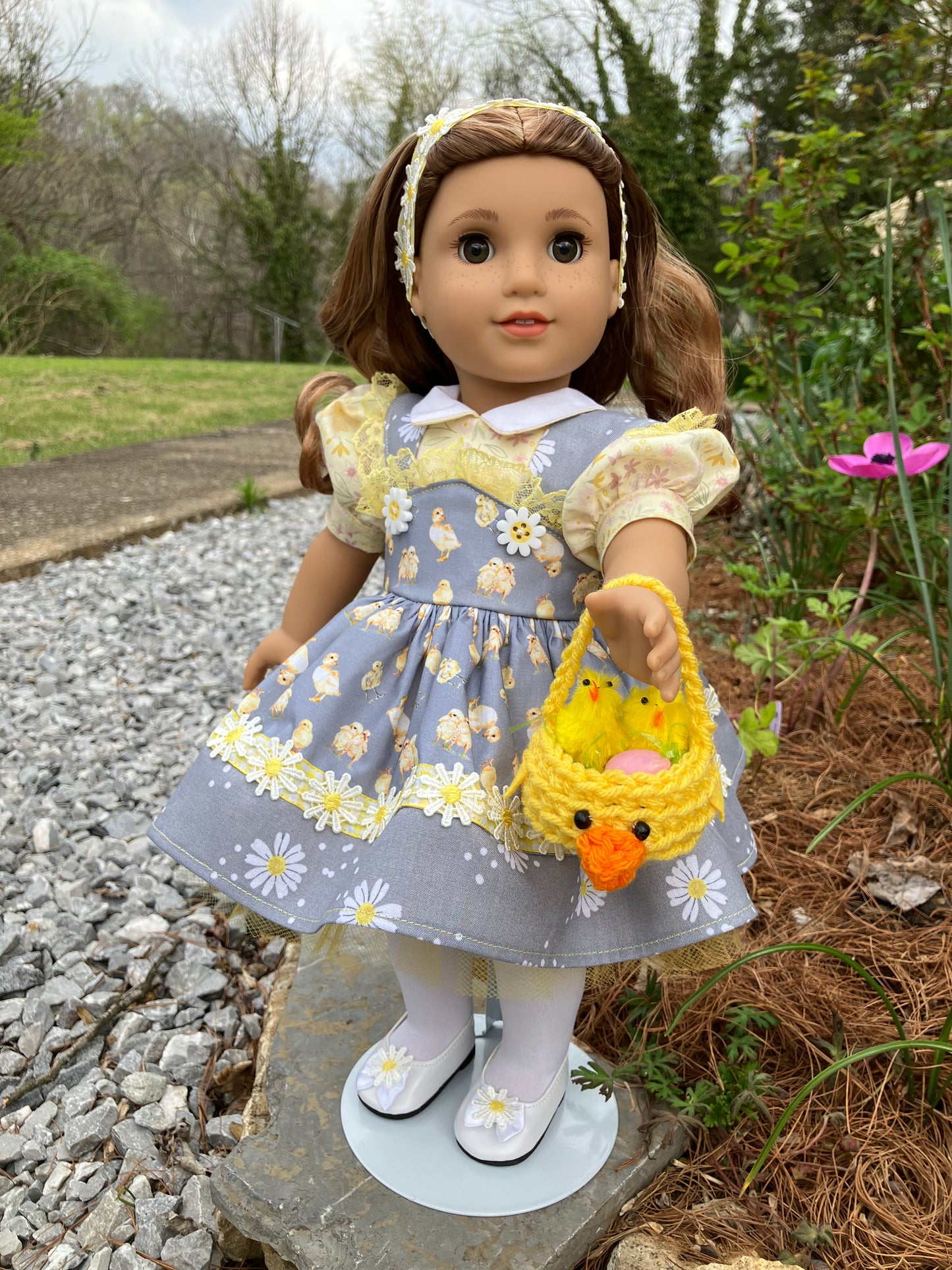 "Ducklings & Daisies" Easter Outfit for 18 Inch American Girl Doll
