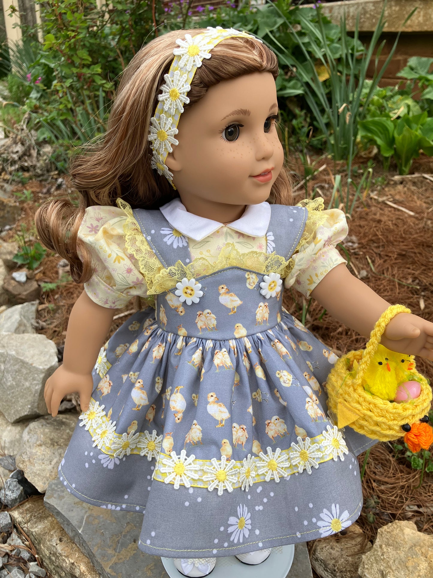 "Ducklings & Daisies" Easter Outfit for 18 Inch American Girl Doll