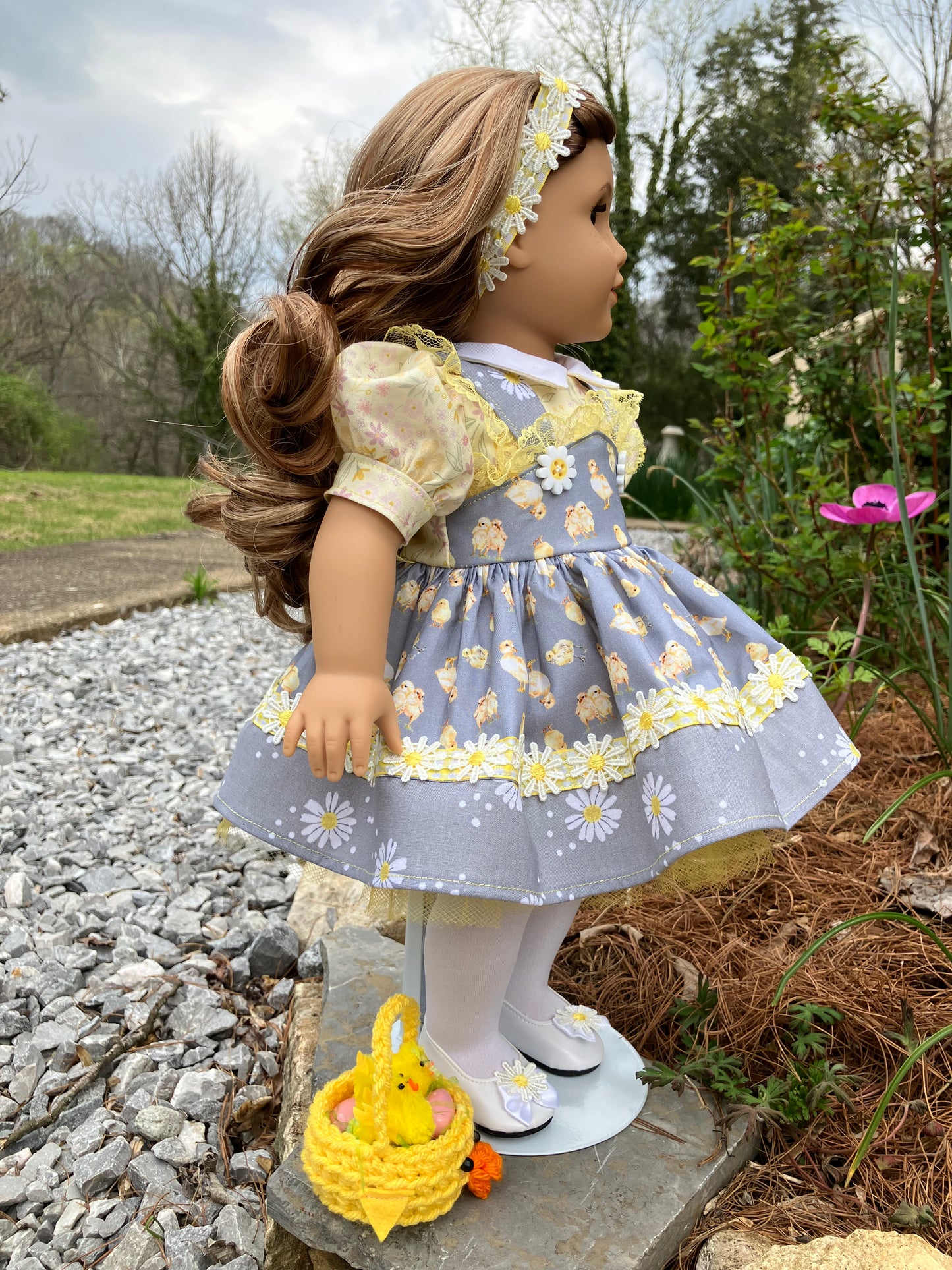 "Ducklings & Daisies" Easter Outfit for 18 Inch American Girl Doll