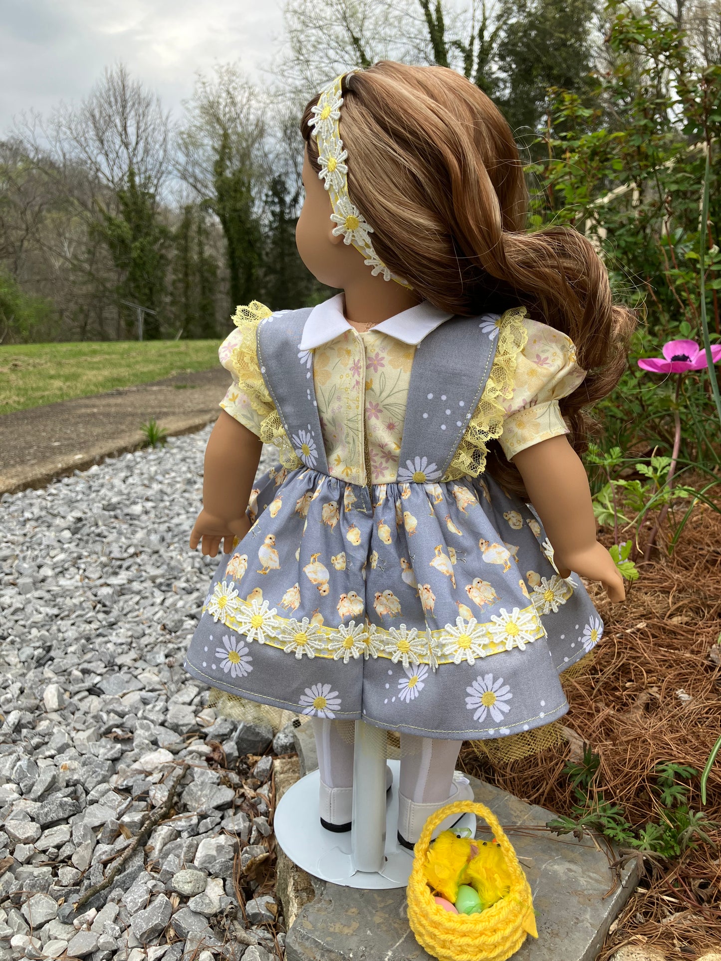 "Ducklings & Daisies" Easter Outfit for 18 Inch American Girl Doll