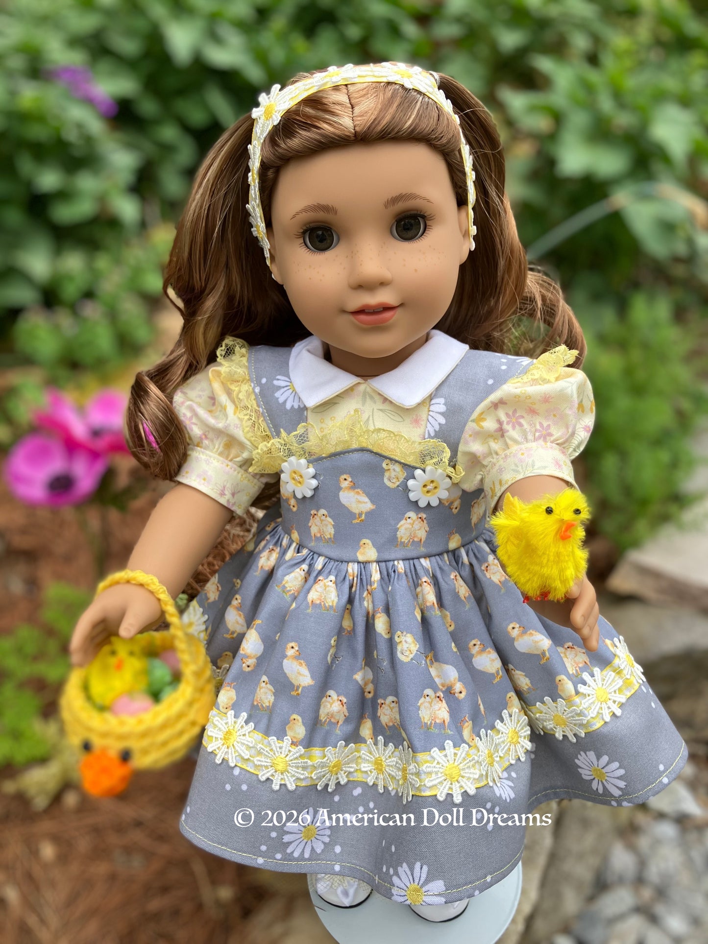 "Ducklings & Daisies" Easter Outfit for 18 Inch American Girl Doll