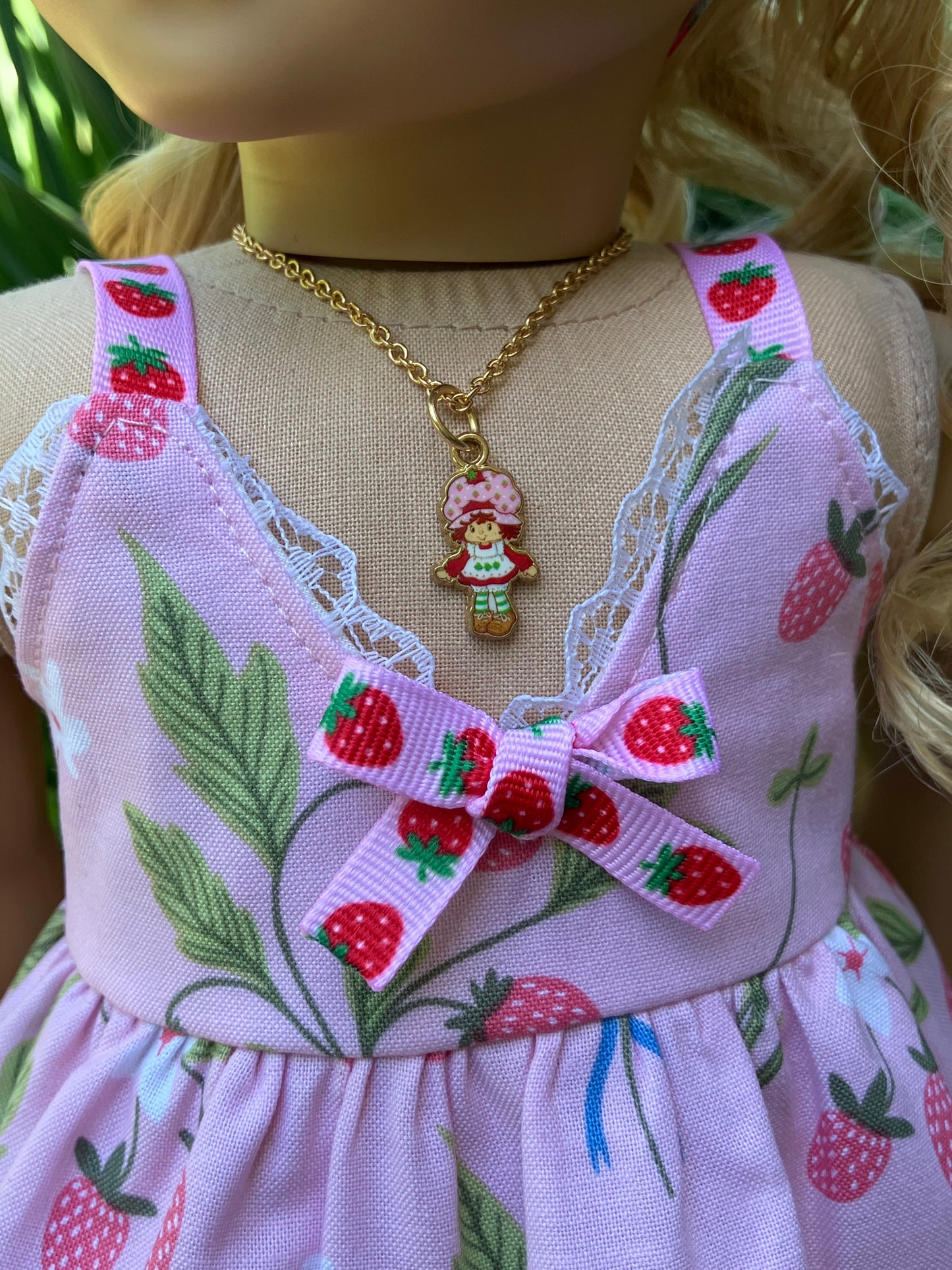 Spring Strawberry Dress for 18 Inch American Girl Doll
