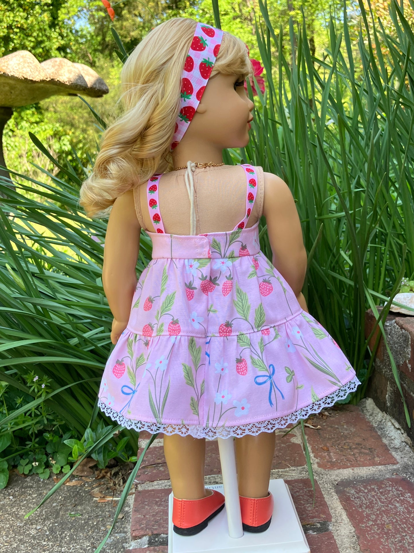 Spring Strawberry Dress for 18 Inch American Girl Doll
