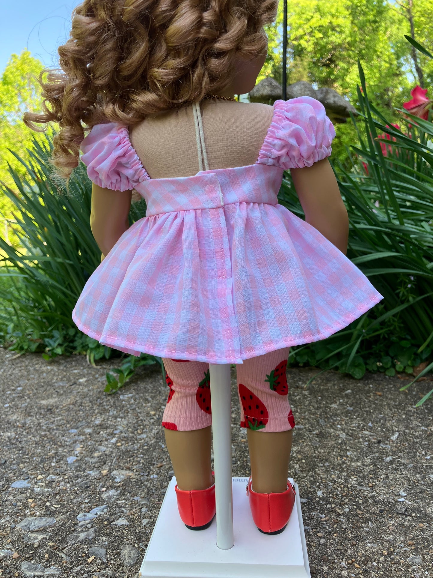 Spring Strawberry and Custard Outfit for 18 Inch American Girl Doll
