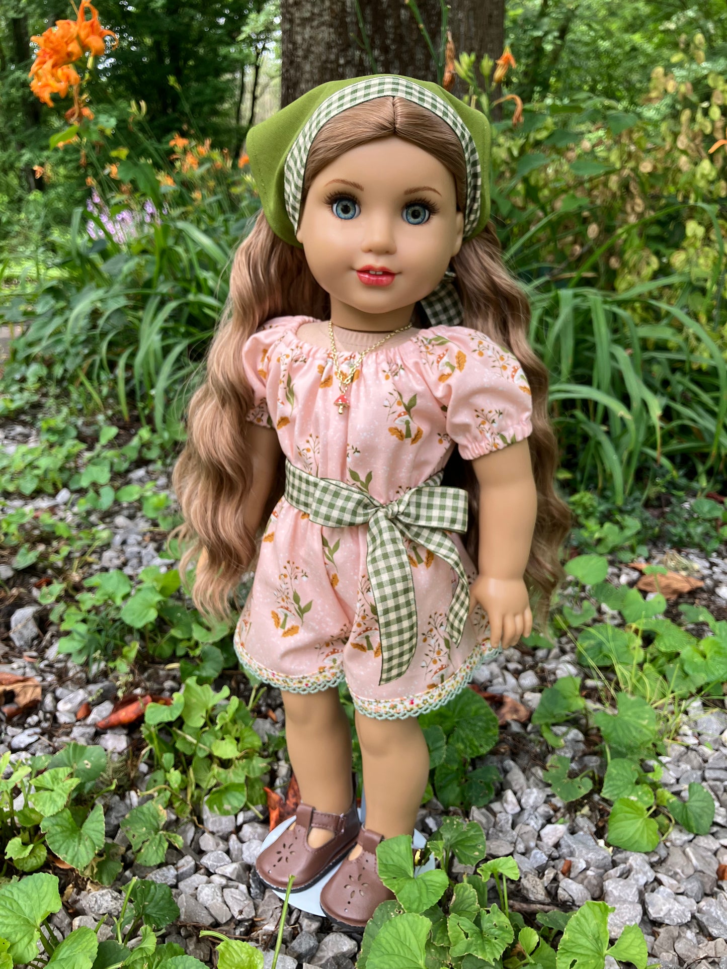 Mushroom Forest Jumpsuit for American Girl 18 Inch Doll Romper