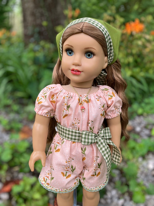 Mushroom Forest Jumpsuit for American Girl 18 Inch Doll Romper