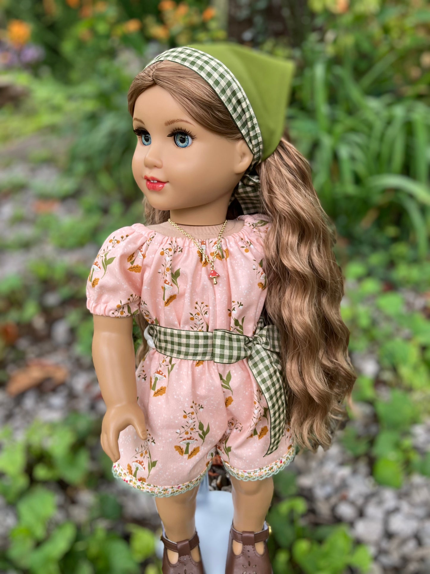 Mushroom Forest Jumpsuit for American Girl 18 Inch Doll Romper