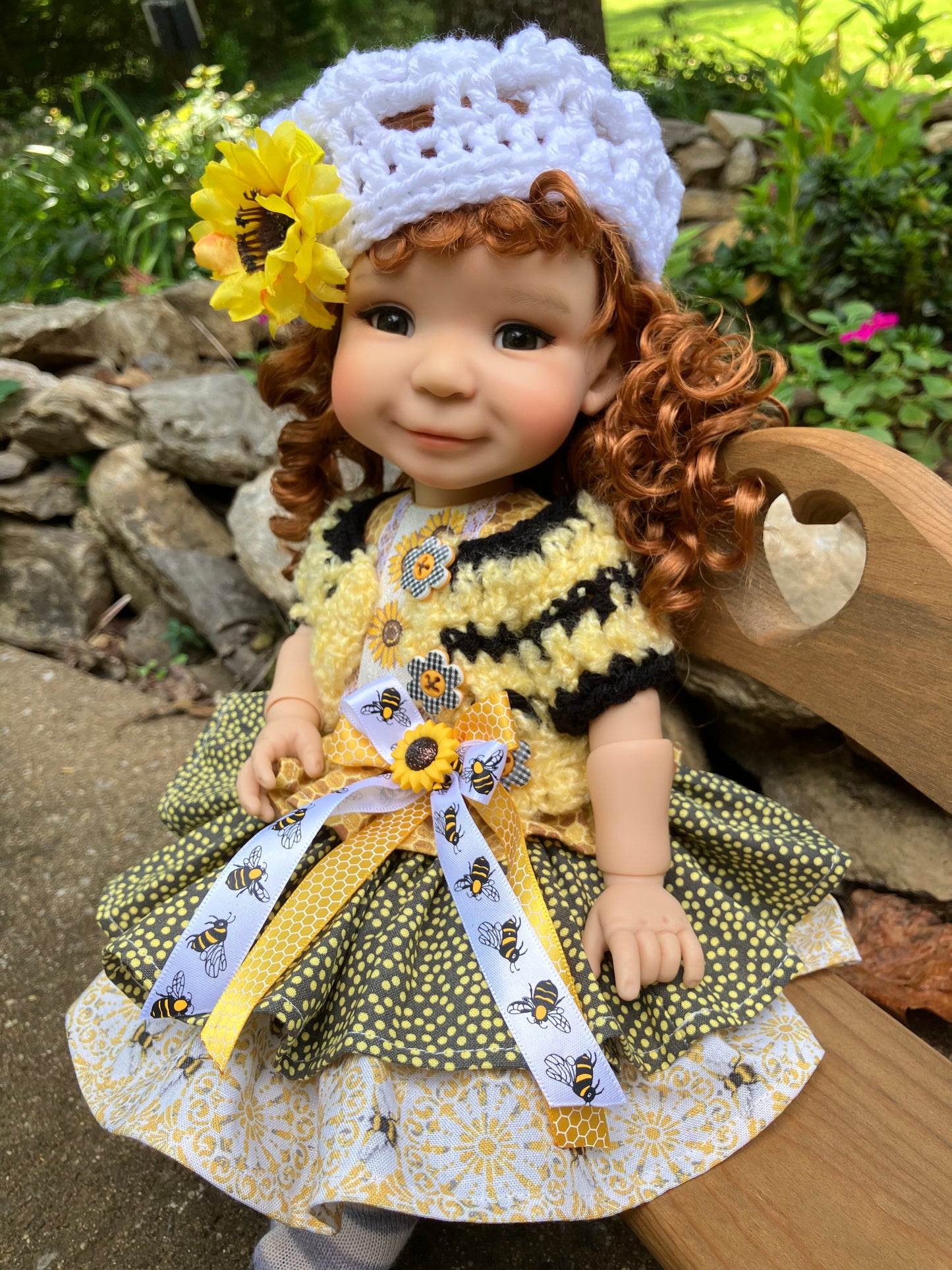 Fall Sunflowers & Honeybees Outfit for 15 Inch Meadowdoll Moppet