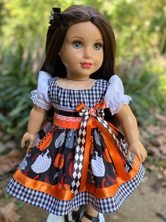 Halloween Pumpkin Patch Outfit for 18 Inch American Girl Doll